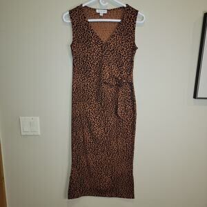 Amour Vert Womens Knit Midi Dress Size S animal print knit